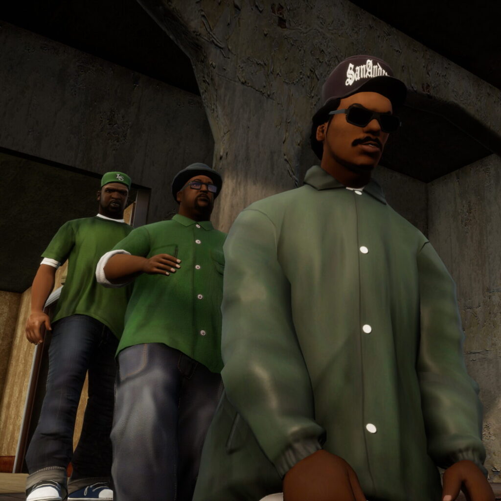 Screenshot of Grand Theft Auto: San Andreas' protagonists.