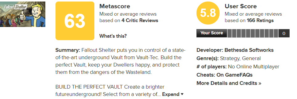 Fallout Shelter - Metacritic