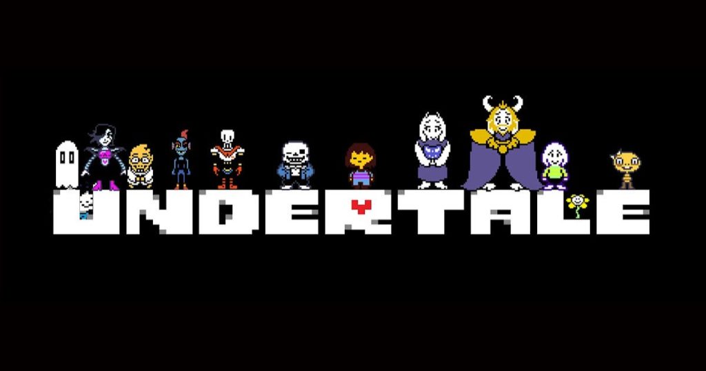 Undertale's logo with some of its iconic characters.