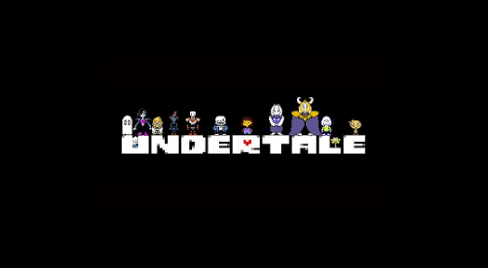 Undertale logo with characters on top