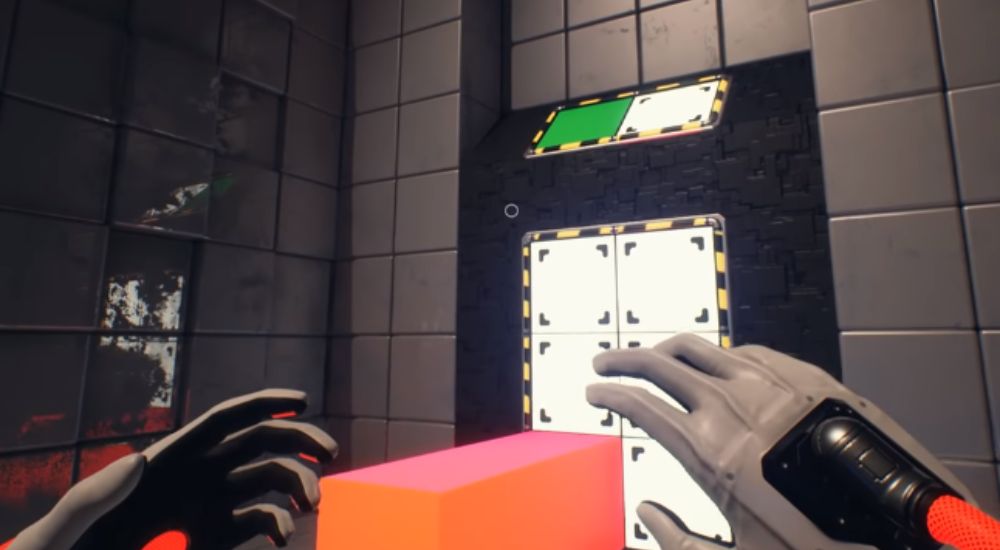 A puzzle being solved in Q.U.B.E. 2