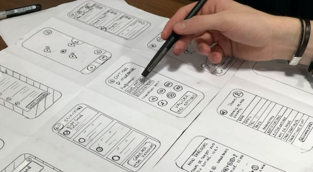 UI/UX design paper prototypes.