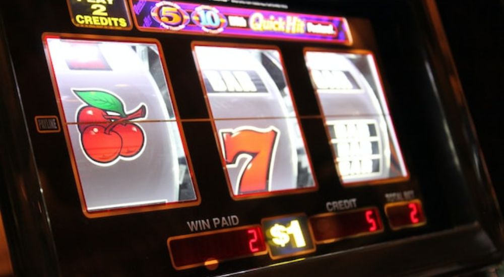 A close on a slot machine.