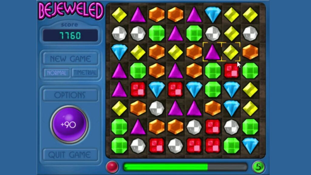Screenshot of Bejeweled.