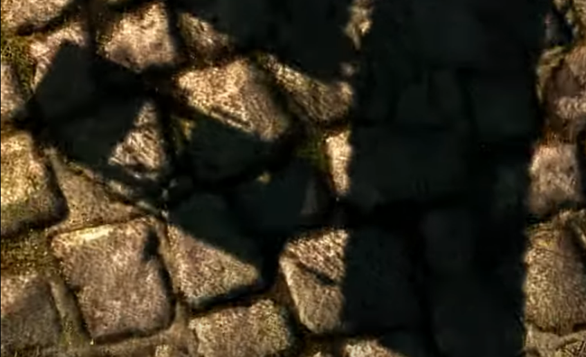 Screenshot showing Skyrim's shadows being blocky.