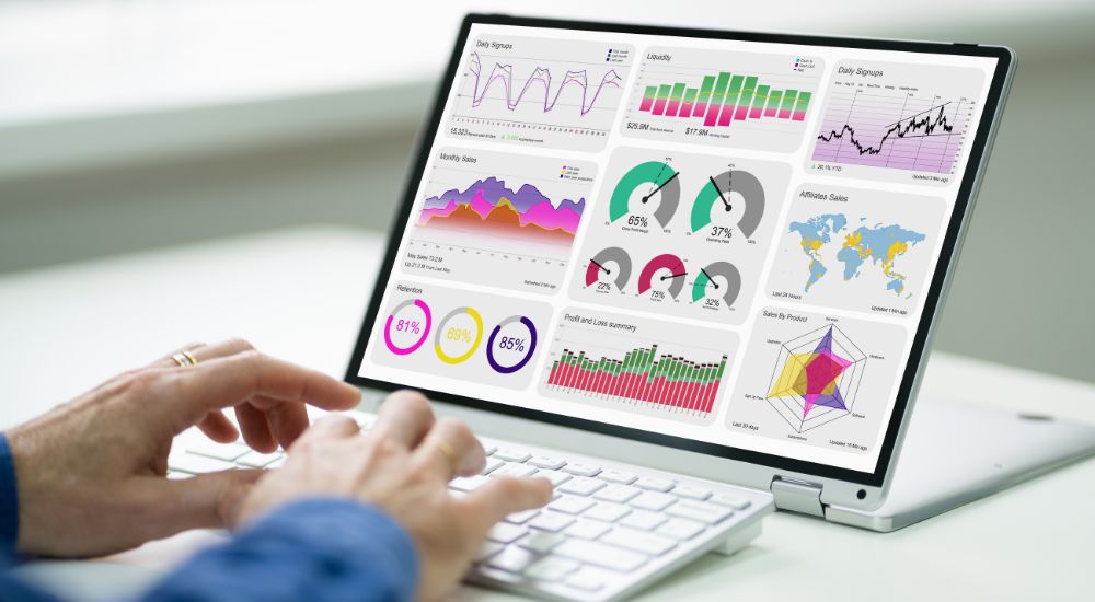 someone creating graphs of metrics on notebook