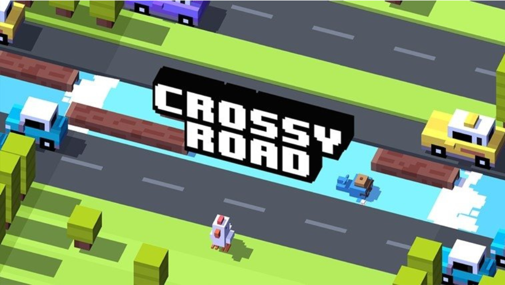 Crossy Road. A chicken trying to cross the road.
