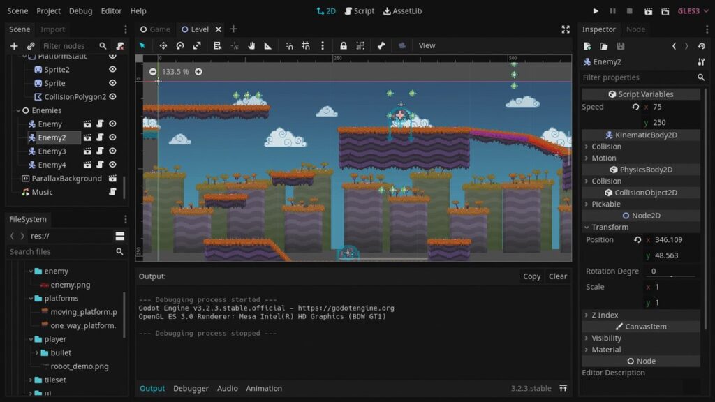 Como criar um jogo de plataforma 2D no Godot Engine