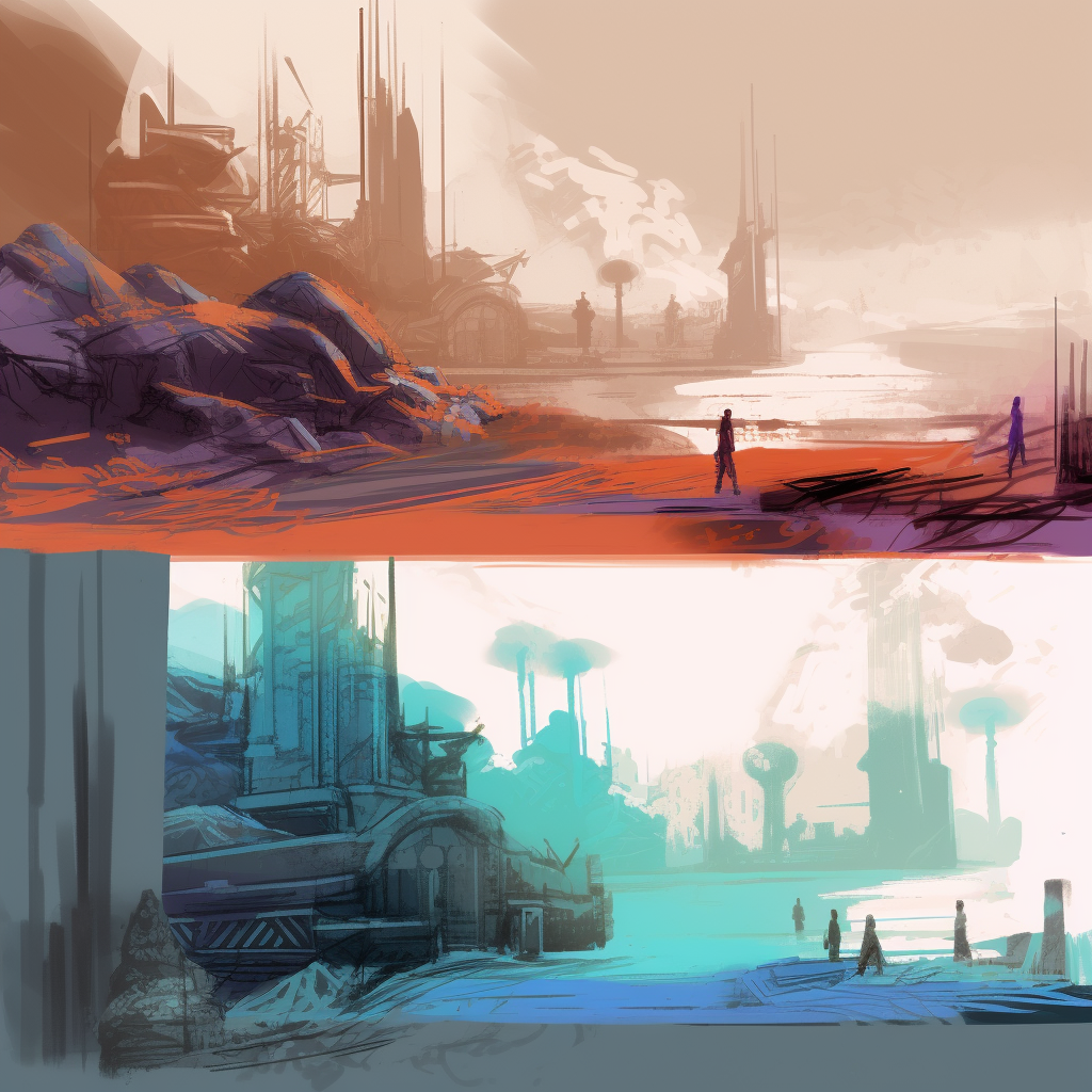 Digital concept art with a city in the background.

narrative game designer
