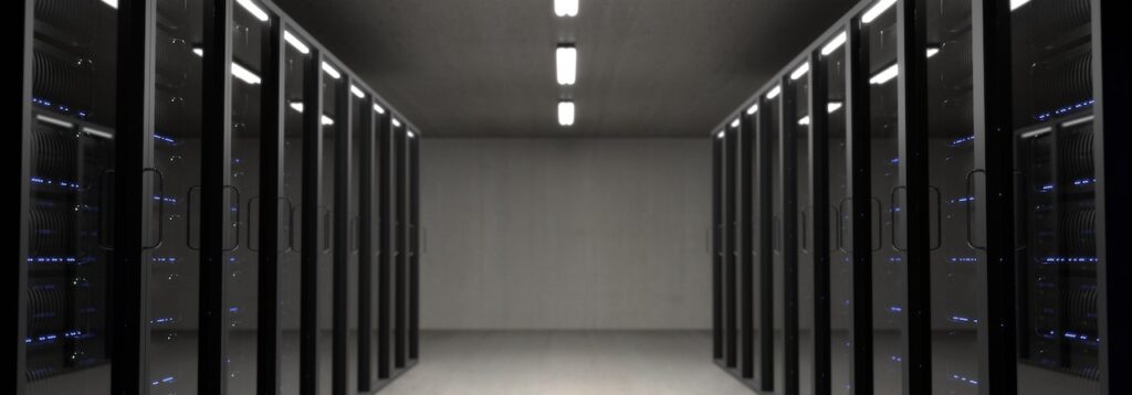 Metaverse gaming: photograph of a data center.
