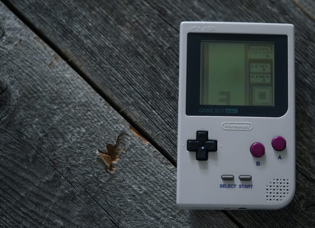 Tetris being played on a Nintendo Game Boy.

What is a game developer