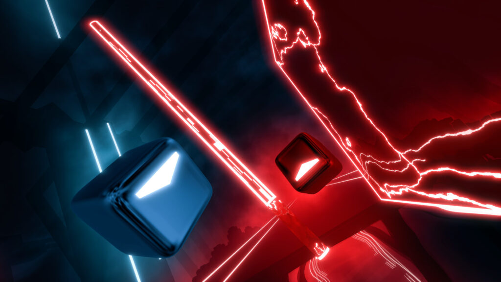 In-game screenshot of Beat Saber.