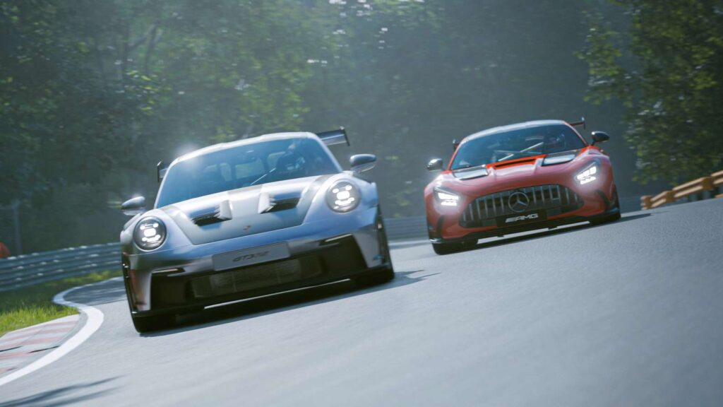 In-game screenshot of Gran Turismo 7's opening sequence.