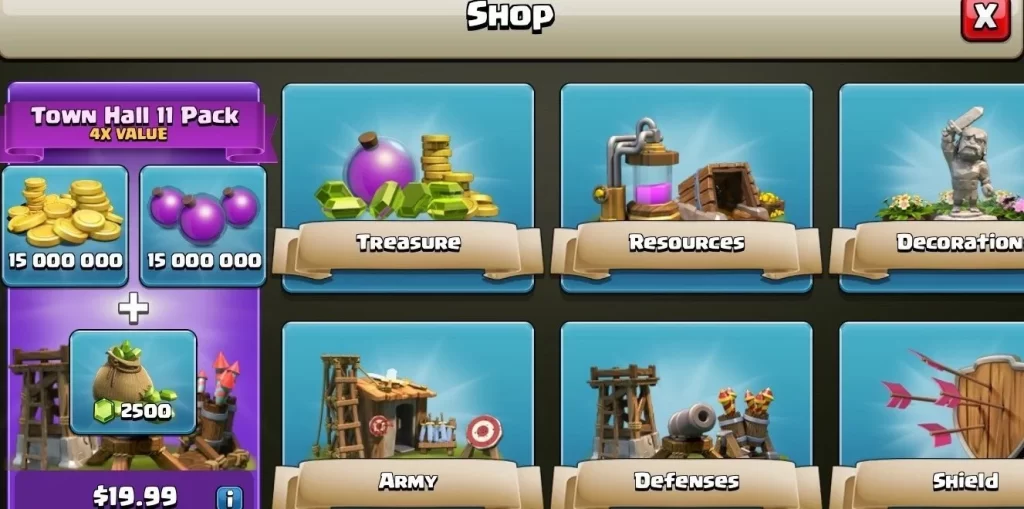 Clash of clans shop