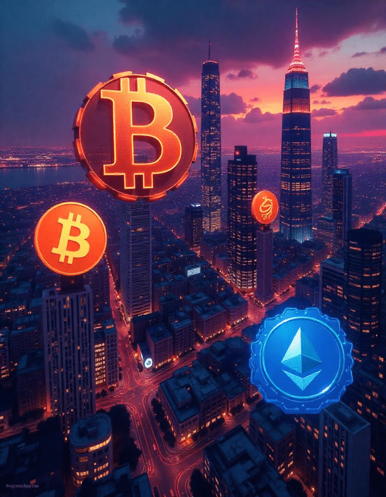 freepik a vibrant collage of various cryptocurrency logos 69758