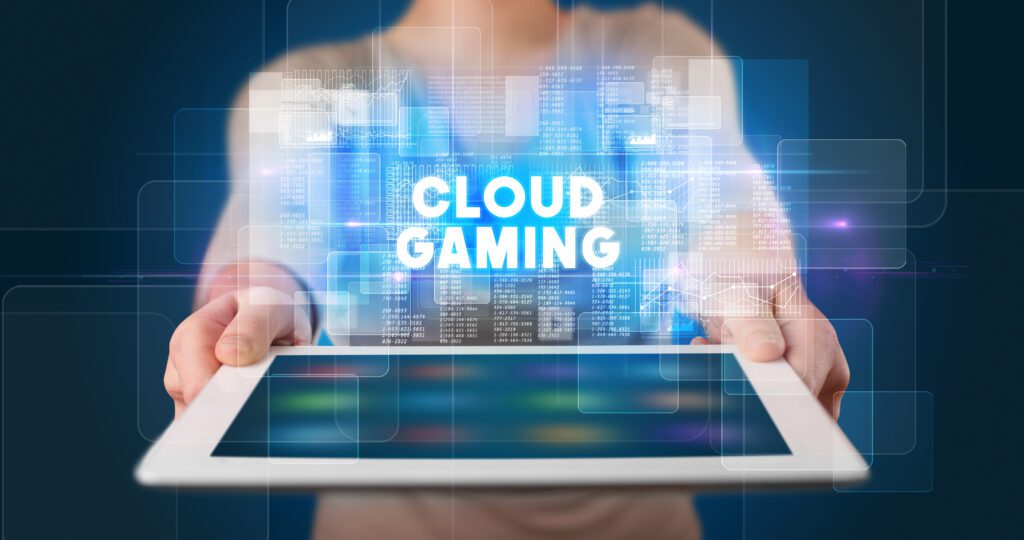 From CODE to the Cloud: How Metaverse Developers Are Speeding Up Game Production by 40% 1 person holding tablet technology concept